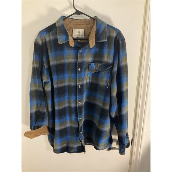 Legendary Whitetails Other - Legendary Whitetails Mens Large Buck Camp Flannel Shirt Blue Plaid Corduroy